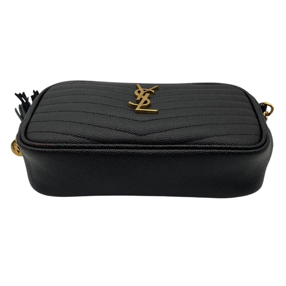 SAINT LAURENT BLACK MATELASSE CHEVRON QUILTED CALFSKIN LEATHER MINI LOU CAMERA B - Picture 5 of 13